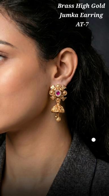 Brass high gold jumka earring AT 7 Bulk artificial jewelry suppliers in Pune